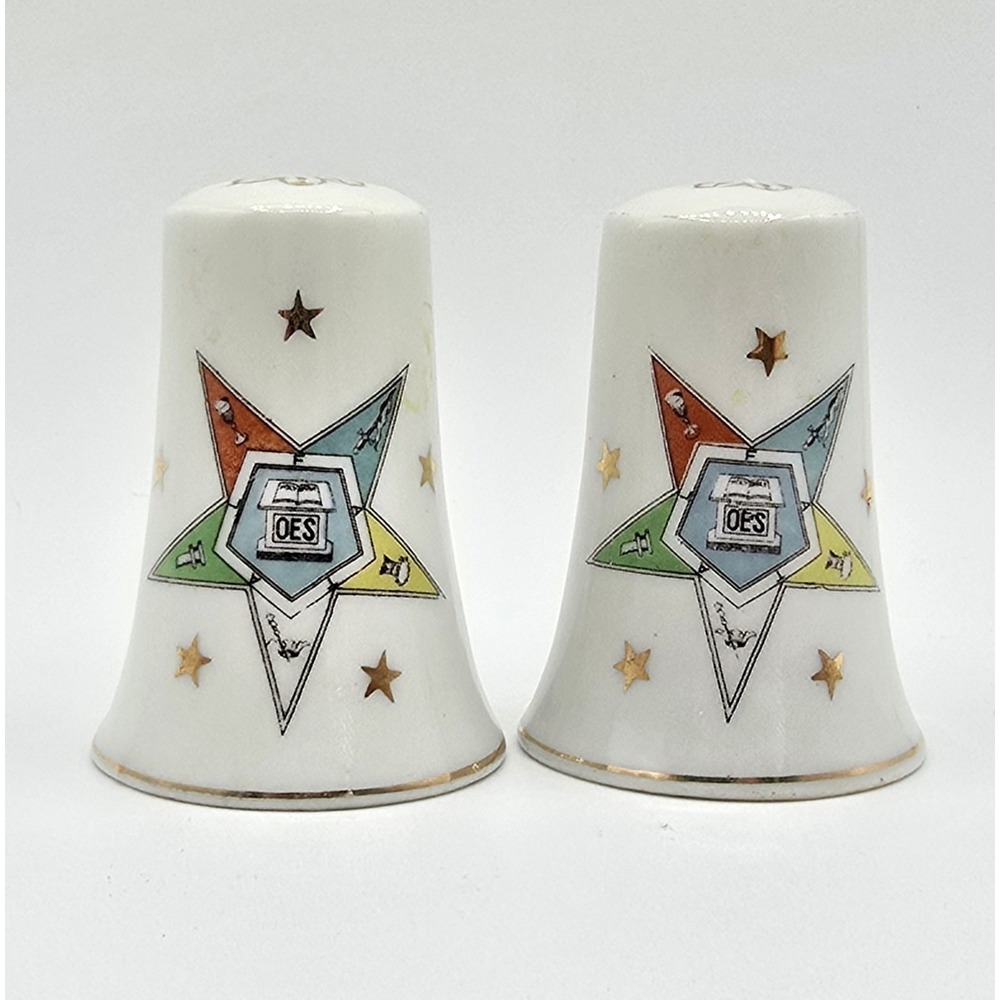 Vintage Masonic Order of‎ the Eastern Star Freemason 3" Salt & Pepper Shakers